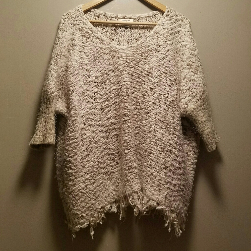 umgee Chunky 😍 Poncho w/ Fringe Loose & Comfy 😴